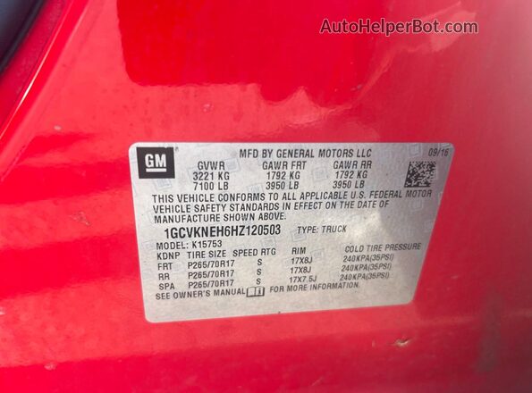 1GCVKNEH6HZ120503 2017 CHEVROLET ALL MODELS Red 