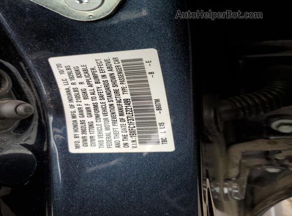 19XFC1F37LE221499 2020 HONDA CIVIC Charcoal Widok komory silnika