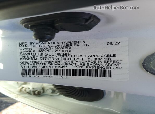 19XZE4F57NE015497 2022 HONDA INSIGHT White 