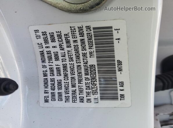 19XZE4F93KE020209 2019 HONDA INSIGHT White 
