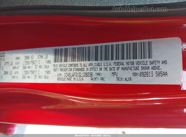 1C4BJWFG1GL128236 2016 JEEP WRANGLER UNLIMITED Красный Вид подкапотного пространства