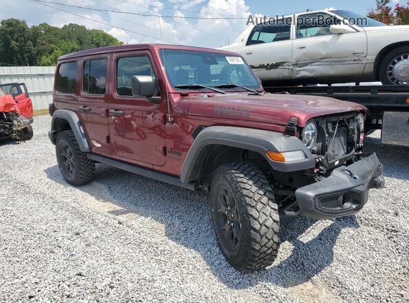 1C4HJXDG1MW839738 2021 JEEP WRANGLER Темно-бордовый Передняя правая четверть