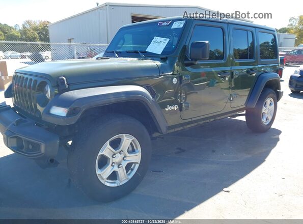1C4HJXDN0LW337901 2020 JEEP WRANGLER UNLIMITED Green Առջևի ձախ երեք քառորդ տեսարան