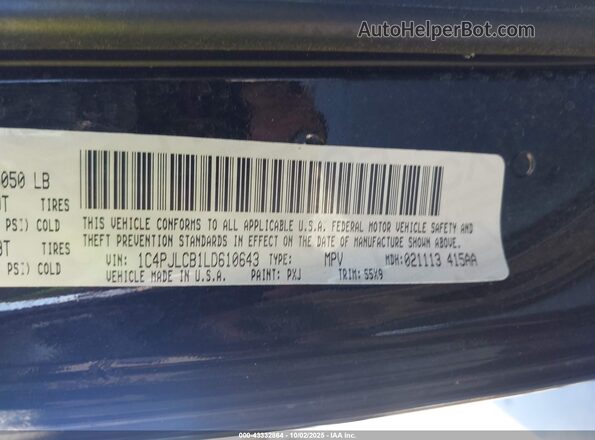1C4PJLCB1LD610643 2020 JEEP CHEROKEE Black ძრავის განყოფილების ხედი