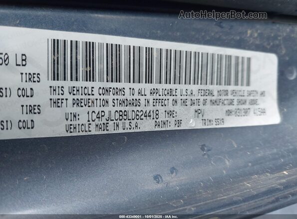 1C4PJLCB9LD624418 2020 JEEP CHEROKEE Blue Շարժիչի բաժամունքի տեսք