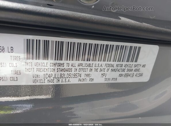 1C4PJLLB2LD519574 2020 JEEP CHEROKEE Серый Вид подкапотного пространства