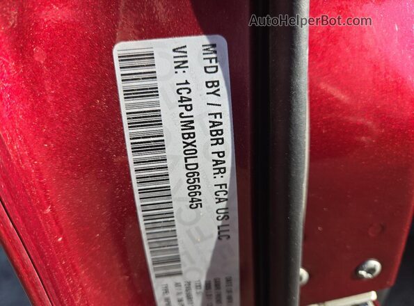 1C4PJMBX0LD656645 2020 JEEP CHEROKEE Burgundy VIN sticker view