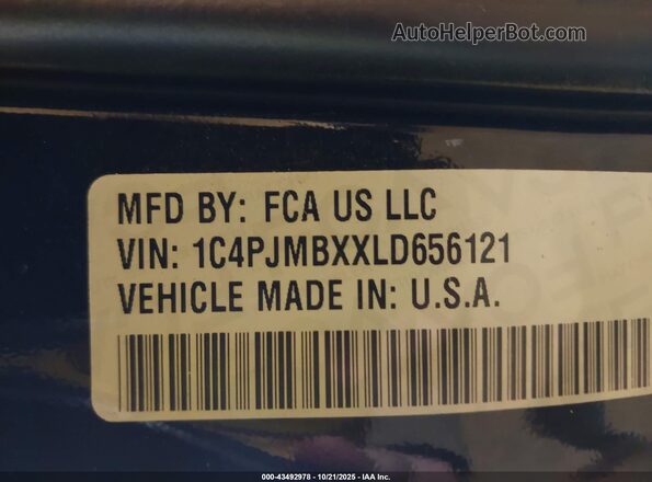 1C4PJMBXXLD656121 2020 JEEP CHEROKEE Black Вид підкапотного простору