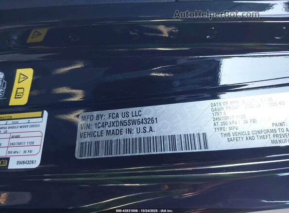 1C4PJXDN5SW643261 2025 JEEP WRANGLER Black 
