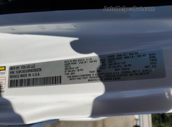 1C4PJXEG9RW265228 2024 JEEP WRANGLER White Вид підкапотного простору