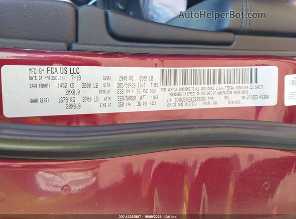 1C4RJEAG2KC839260 2019 JEEP GRAND CHEROKEE Красный Вид подкапотного пространства