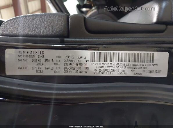 1C4RJFAG2LC198411 2020 JEEP GRAND CHEROKEE Black Շարժիչի բաժամունքի տեսք
