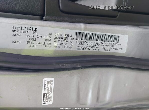 1C4RJFAG3LC312609 2020 JEEP GRAND CHEROKEE Silver Engine compartment view
