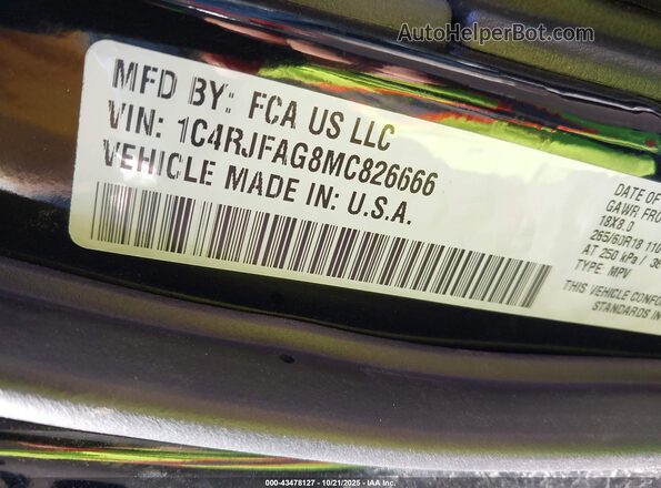 1C4RJFAG8MC826666 2021 JEEP GRAND CHEROKEE Черный Вид подкапотного пространства