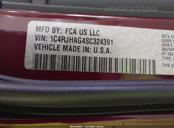 1C4RJHAG4SC324391 2025 JEEP GRAND CHEROKEE Red 