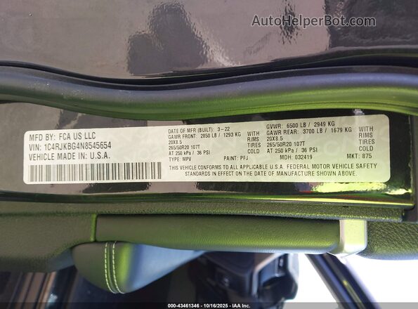 1C4RJKBG4N8545654 2022 JEEP GRAND CHEROKEE L Black Widok komory silnika