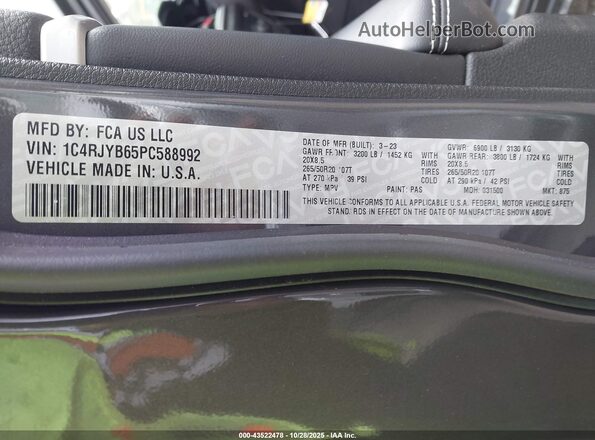 1C4RJYB65PC588992 2023 JEEP GRAND CHEROKEE 4XE Gray Widok komory silnika