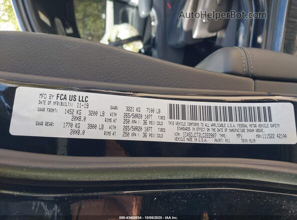 1C4SDJCT2LC222907 2020 DODGE DURANGO Black Vista del compartimento del motor