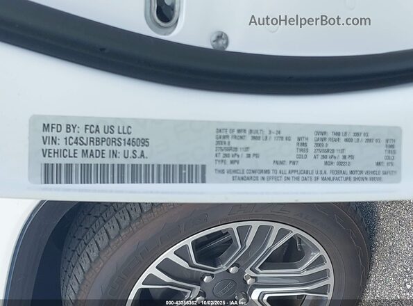1C4SJRBP0RS146095 2024 JEEP WAGONEER L Белый Вид подкапотного пространства