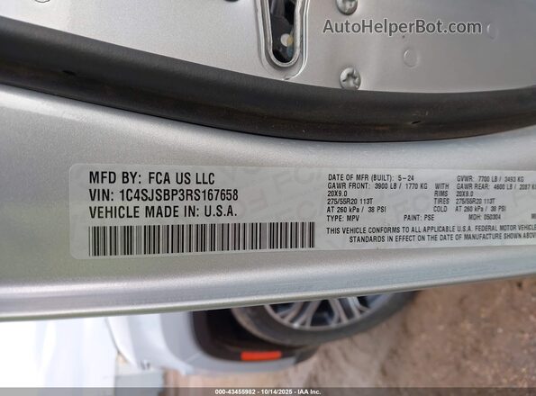 1C4SJSBP3RS167658 2024 JEEP WAGONEER L Silver Vista del compartimento del motor