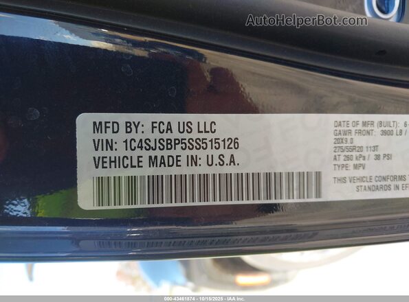 1C4SJSBP5SS515126 2025 JEEP WAGONEER L Dark Blue Вид підкапотного простору