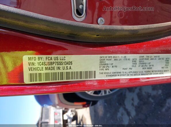 1C4SJSBP7SS513426 2025 JEEP WAGONEER L Red ძრავის განყოფილების ხედი