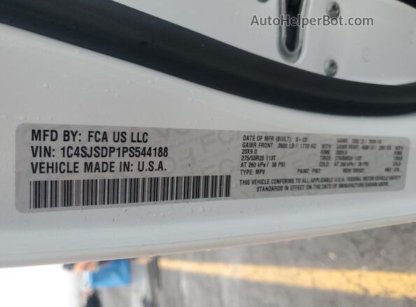 1C4SJSDP1PS544188 2023 JEEP WAGONEER Белый Вид наклейки с VIN-кодом