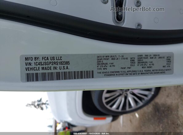 1C4SJSGP2RS182385 2024 JEEP GRAND WAGONEER L Белый Вид подкапотного пространства