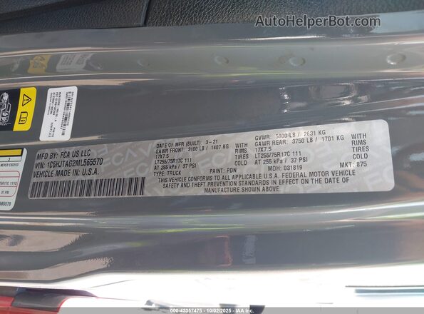 1C6HJTAG2ML565570 2021 JEEP GLADIATOR Gray Вид підкапотного простору