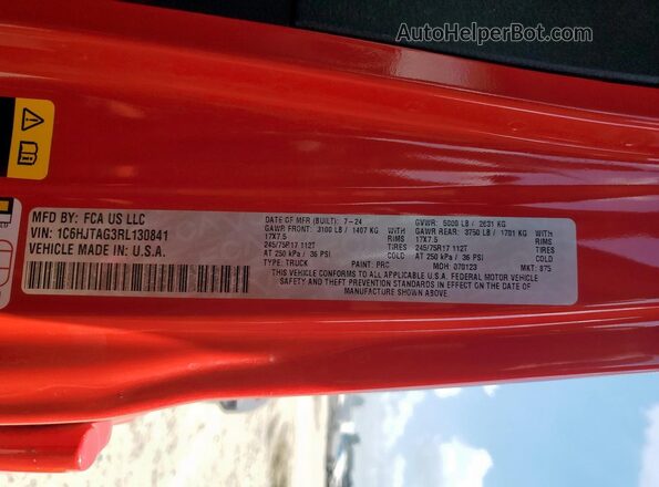 1C6HJTAG3RL130841 2024 JEEP GLADIATOR Red 
