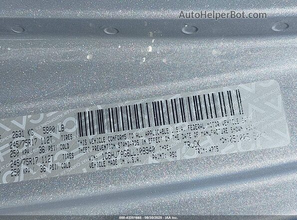 1C6HJTAG6LL108940 2020 JEEP GLADIATOR Gray Շարժիչի բաժամունքի տեսք