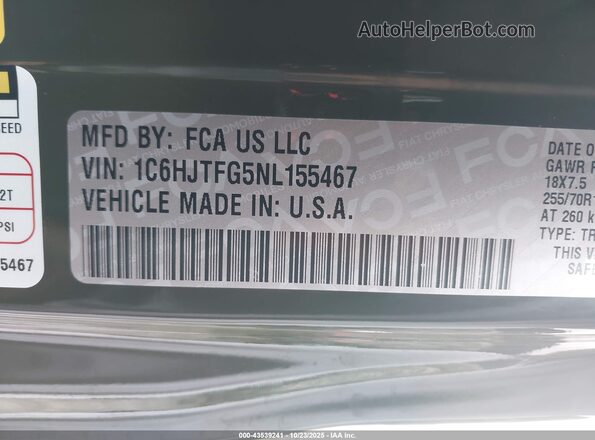 1C6HJTFG5NL155467 2022 JEEP GLADIATOR Green Շարժիչի բաժամունքի տեսք
