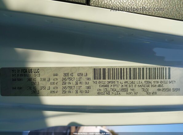 1C6JJTAG4LL109568 2020 JEEP GLADIATOR White ძრავის განყოფილების ხედი