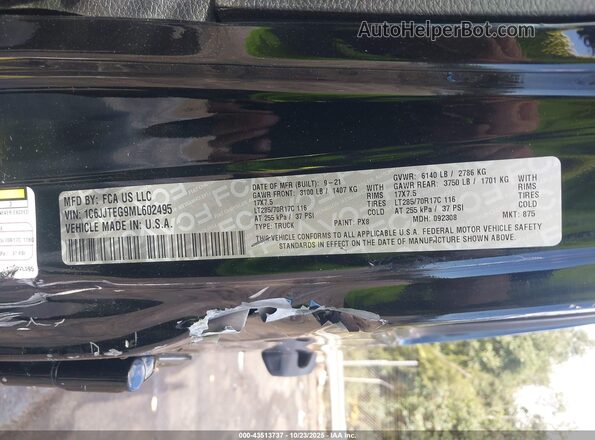 1C6JJTEG9ML602495 2021 JEEP GLADIATOR Черный Вид подкапотного пространства