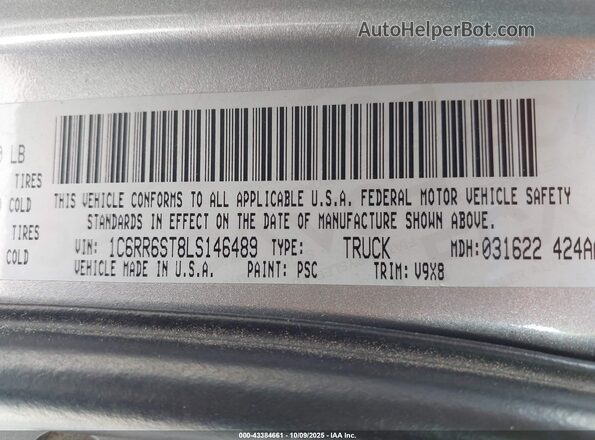 1C6RR6ST8LS146489 2020 RAM 1500 CLASSIC Gray ძრავის განყოფილების ხედი