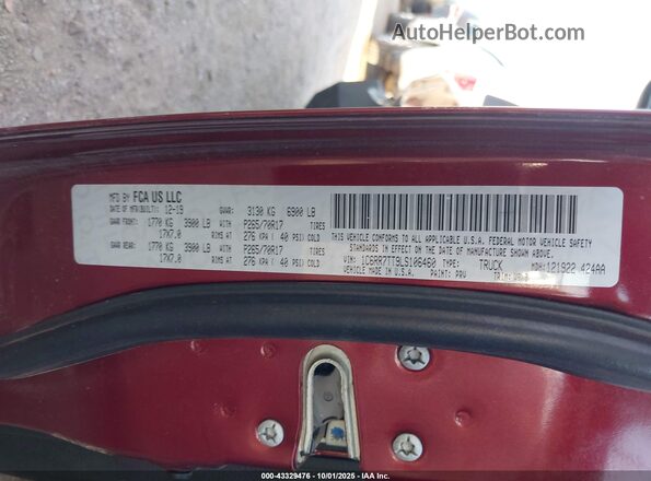 1C6RR7TT9LS106460 2020 RAM 1500 CLASSIC Maroon 