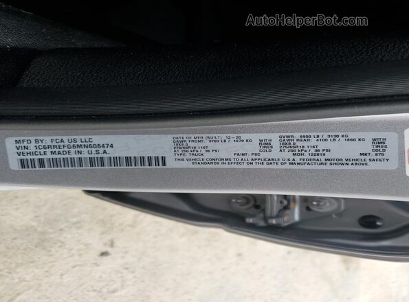 1C6RREFG6MN608474 2021 RAM 1500 Silver 