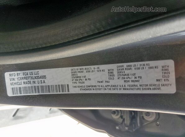 1C6RREFTXLN354005 2020 RAM 1500 Угольный Вид подкапотного пространства