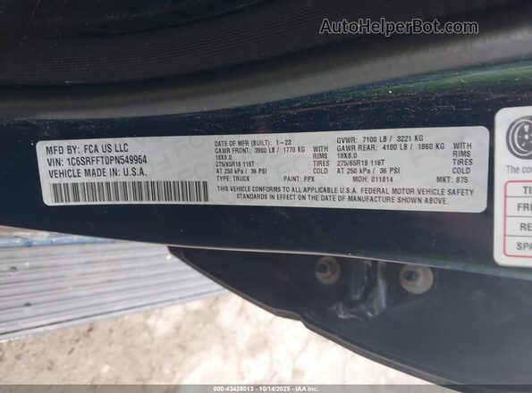 1C6SRFFT0PN549964 2023 RAM 1500 Blue Շարժիչի բաժամունքի տեսք