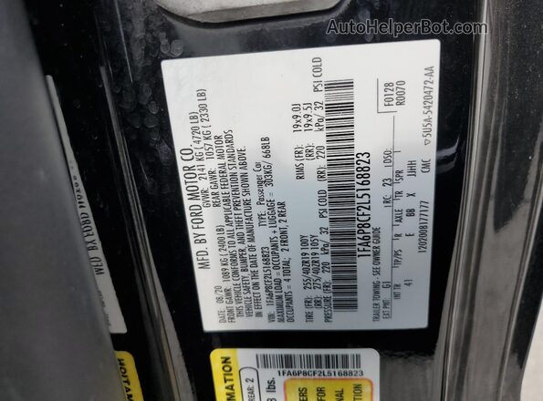 1FA6P8CF2L5168823 2020 FORD MUSTANG Black VIN կոդի պիտակի տեսք