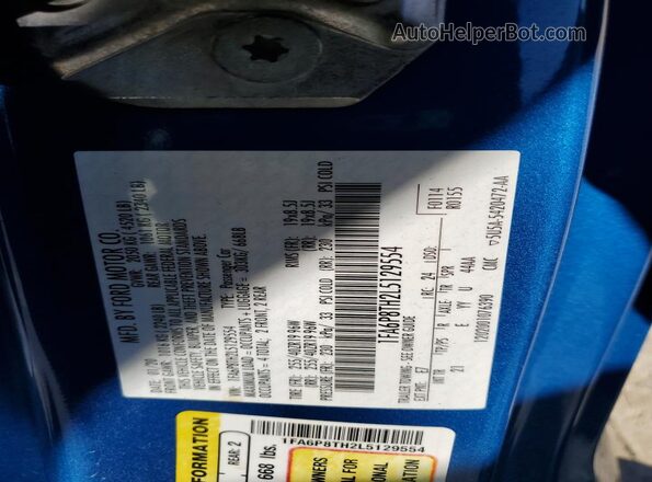 1FA6P8TH2L5129554 2020 FORD MUSTANG Blue VIN կոդի պիտակի տեսք