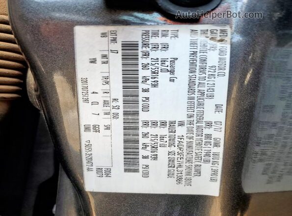 1FADP3FE7HL313886 2017 FORD FOCUS Gray VIN კოდის სტიკერის ხედი