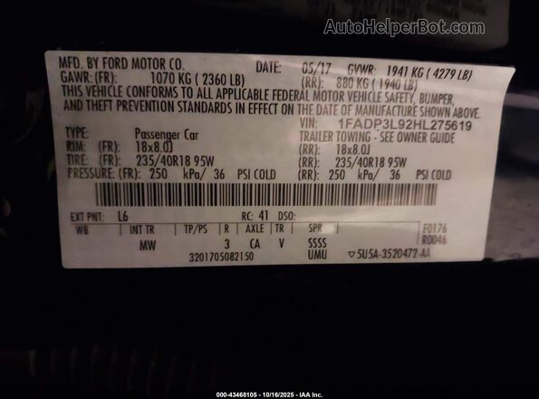 1FADP3L92HL275619 2017 FORD FOCUS ST Blue Вид підкапотного простору