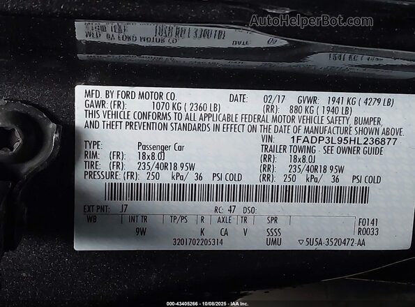 1FADP3L95HL236877 2017 FORD FOCUS ST Gray Շարժիչի բաժամունքի տեսք