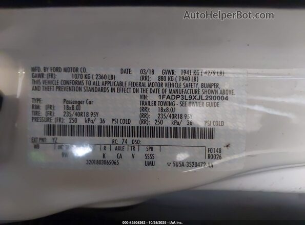 1FADP3L9XJL290004 2018 FORD FOCUS ST White Շարժիչի բաժամունքի տեսք