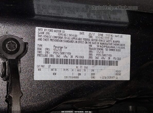 1FADP5AU6HL110305 2017 FORD C-MAX HYBRID Gray 