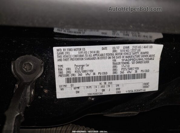 1FADP5DU9HL105482 2017 FORD C-MAX HYBRID Black 