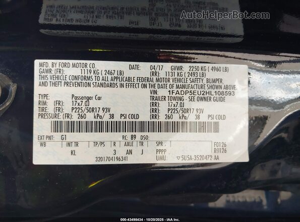 1FADP5EU2HL108593 2017 FORD C-MAX ENERGI Black Вид підкапотного простору