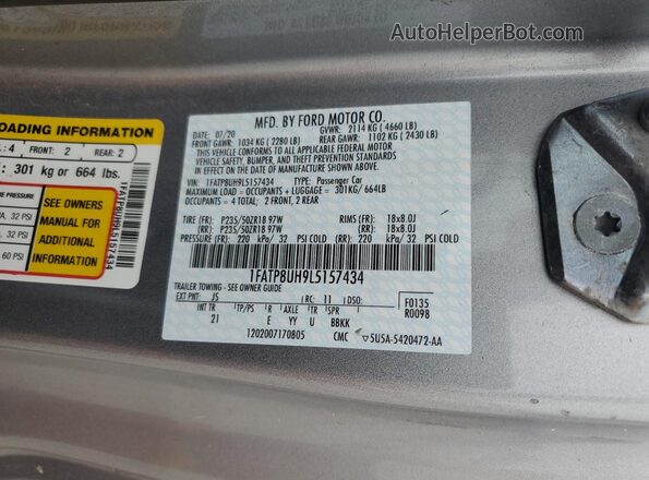 1FATP8UH9L5157434 2020 FORD MUSTANG Silver Widok komory silnika