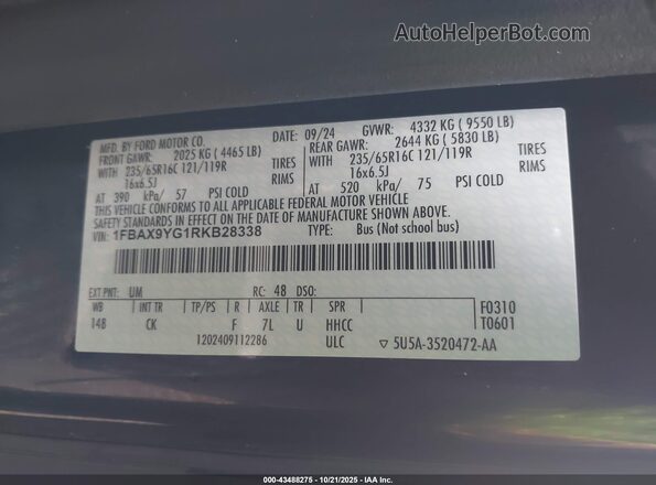 1FBAX9YG1RKB28338 2024 FORD PASSENGER Black Շարժիչի բաժամունքի տեսք